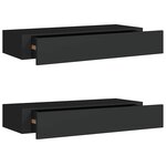 vidaXL Étagères à tiroirs murales 2 Pièces Noir 60x23 5x10 cm MDF
