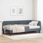 vidaXL Cadre de lit d'angle Gris foncé 100 x 200 cm Velours