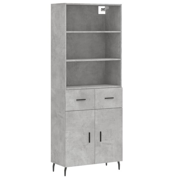 vidaXL Buffet haut Gris béton 69 5x34x180 cm Bois d'ingénierie