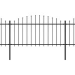 vidaXL Clôture de jardin à dessus en lance Acier (1 25-1 5)x5 1 m Noir