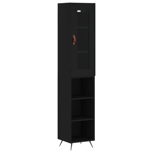 vidaXL Buffet haut Noir 34 5x34x180 cm Bois d'ingénierie