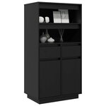 vidaXL Buffet haut Noir 60x40x116 5 cm Bois massif de pin