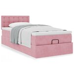 vidaXL Cadre de lit ottoman avec matelas rose 80x200 cm velours