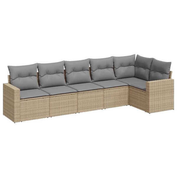 vidaXL Salon de jardin avec coussins 6 Pièces beige résine tressée