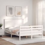 vidaXL Cadre de lit sans matelas blanc 140x190 cm bois massif