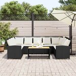 vidaXL Canapé de jardin avec coussins Noir Résine tressée