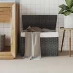 vidaXL Panier à linge avec couvercle gris 55 5x35x34 cm résine tressée