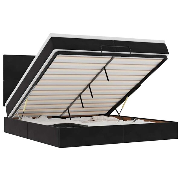 VidaXL Cadre de lit ottoman avec matelas noir 200x200cm velours