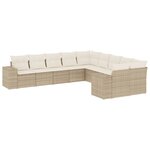 vidaXL Salon de jardin avec coussins 10 Pièces beige résine tressée