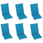 vidaXL Chaises de jardin lot de 6 avec coussins bleu Bois teck massif