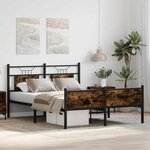 vidaXL Cadre de lit sans matelas chêne fumé 140x190 cm bois ingénierie