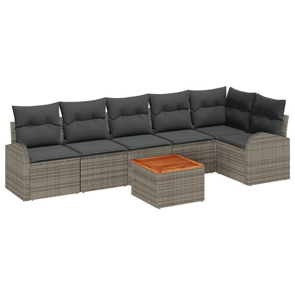vidaXL Ensemble de canapé de jardin 7 Pièces Gris