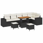 vidaXL Ensemble de canapé de jardin 9 Pièces Noir et Crème polyrotin