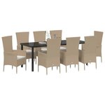vidaXL Ensemble de salle à manger pour jardin 9 Pièces Beige polyrotin