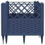 vidaXL Jardinière avec piquets bleu gris 43 5x43 5x43 5 cm PP