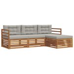 vidaXL Ensemble de canapés d'extérieur 4 pc Gris Naturel et Clair