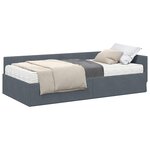 vidaXL Cadre de lit d'angle avec matelas 2 pc Gris foncé 90 x 200 cm