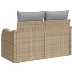 canapé de jardin 2 places vidaXL avec rangement et coussins beige en poly rotin
