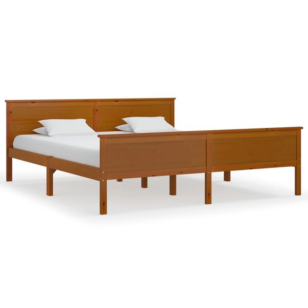 vidaXL Cadre de lit Marron miel Bois de pin massif 180x200 cm