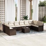 vidaXL Ensemble de canapé de jardin 11 Pièces Marron Poly rotin