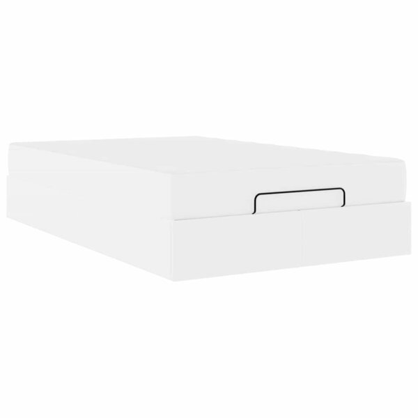 vidaXL Cadre de lit avec matelas Blanc pur 120 x 200 cm Faux cuir