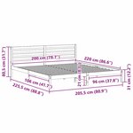 vidaXL Cadre de lit Marron cire 200 x 220 cm Bois massif en pin