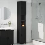 vidaXL Cabinet de salle de bain avec stockage Noir 30 x 35 x 192 cm