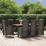 vidaXL Ensemble à manger jardin 9Pièces et coussins noir résine tressée
