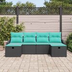 vidaXL Ensemble de canapé de jardin avec coussin 6 Pièces Noir Poly rotin