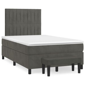 vidaXL Sommier à lattes de lit et matelas Gris foncé 120x200cm Velours