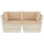 vidaXL Canapé palette à 2 places de jardin avec coussins Bois d'épicéa