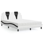 vidaXL Lit Viana avec matelas blanc et noir 120x200 cm similicuir