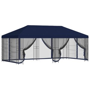 vidaXL Gazebo avec murs latéraux 6 x 3 m Bleu Polyester et Acier 190