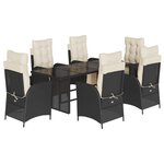 vidaXL Ensemble à manger de jardin coussins 7Pièces Noir Résine tressée