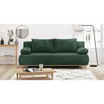 Banquette convertible 3 places MIKA - Velours côtelé Vert foret - Coffre de rangement - 192 x 84 x 93 cm