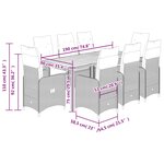 vidaXL Ensemble de bistro de jardin 9 Pièces coussins gris poly rotin