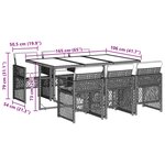 vidaXL Ensemble à manger de jardin coussins 7 Pièces noir résine tressée