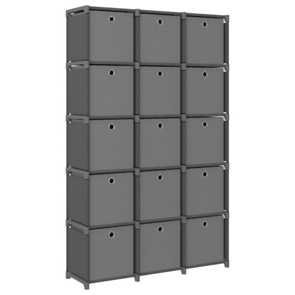 vidaXL Étagère à 15 cubes avec boîtes Gris 103x30x175 5 cm Tissu