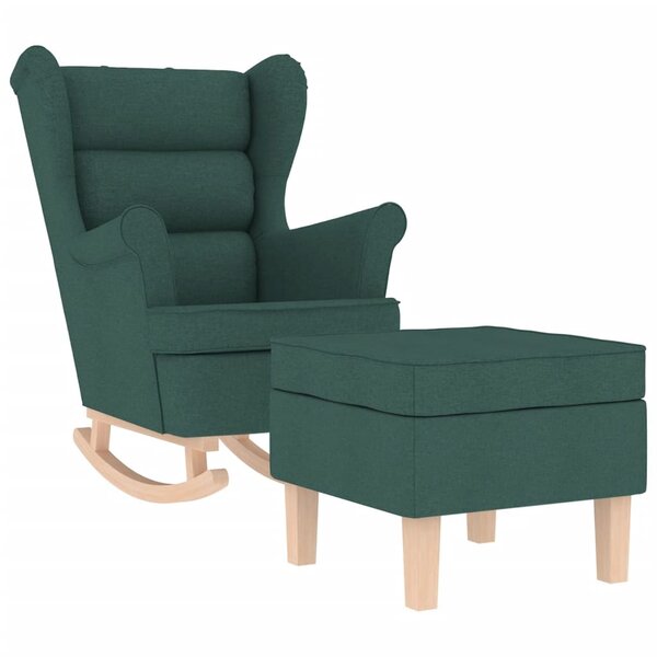 vidaXL Chaise à bascule avec repose-pied Vert foncé Tissu