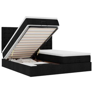 VidaXL Cadre de lit ottoman avec matelas noir 200x200cm tissu