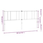 vidaXL Tête de lit métal blanc 180 cm