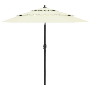 vidaXL Parasol de jardin à 3 niveaux avec mât en aluminium sable 2 5 m