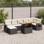 vidaXL Salon de jardin 8 Pièces avec coussins noir résine tressée