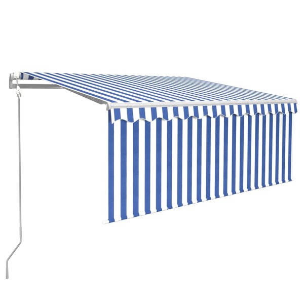 vidaXL Auvent automatique store capteur de vent LED Bleu/blanc