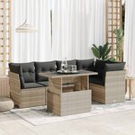 vidaXL Salon de jardin 6 Pièces avec coussins gris clair résine tressée