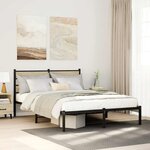 vidaXL Cadre de lit en métal sans matelas chêne sonoma 135x190 cm