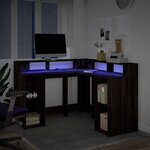 vidaXL Bureau et lumières LED chêne marron bois d'ingénierie
