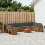 vidaXL Ensemble de canapés d'extérieur 8 Pièces Naturel et Anthracite