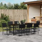 vidaXL Ensemble de salle à manger de jardin de 9 pièces en poly rattan noir