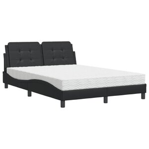 vidaXL Lit avec matelas noir 140x190 cm similicuir